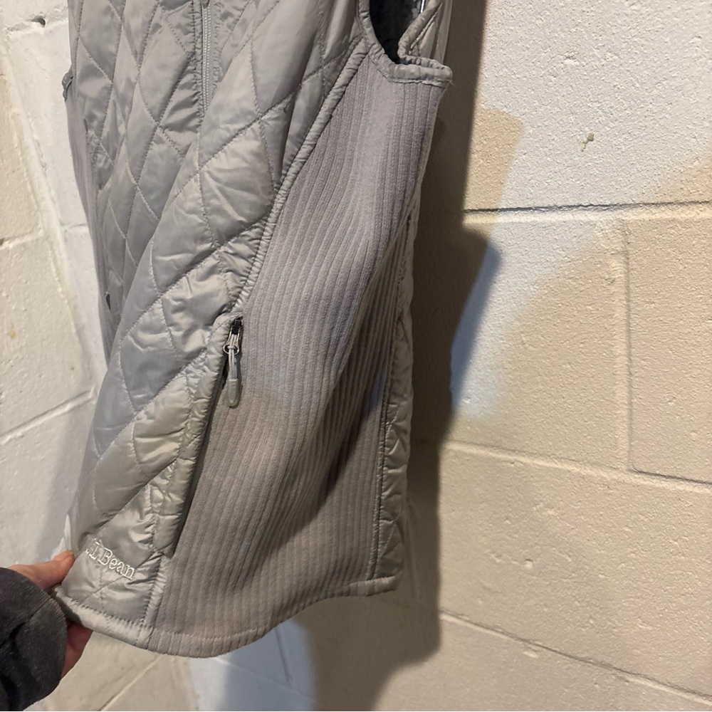 LL Bean women’s gray quilted fleece lined jacket vest size L - Picture 4 of 9